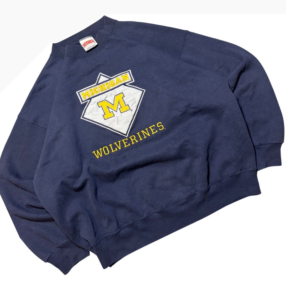 Vintage Michigan Wolverines Crewneck Nutmeg USA Embroidered XL 90s NCAA - Picture 1 of 8
